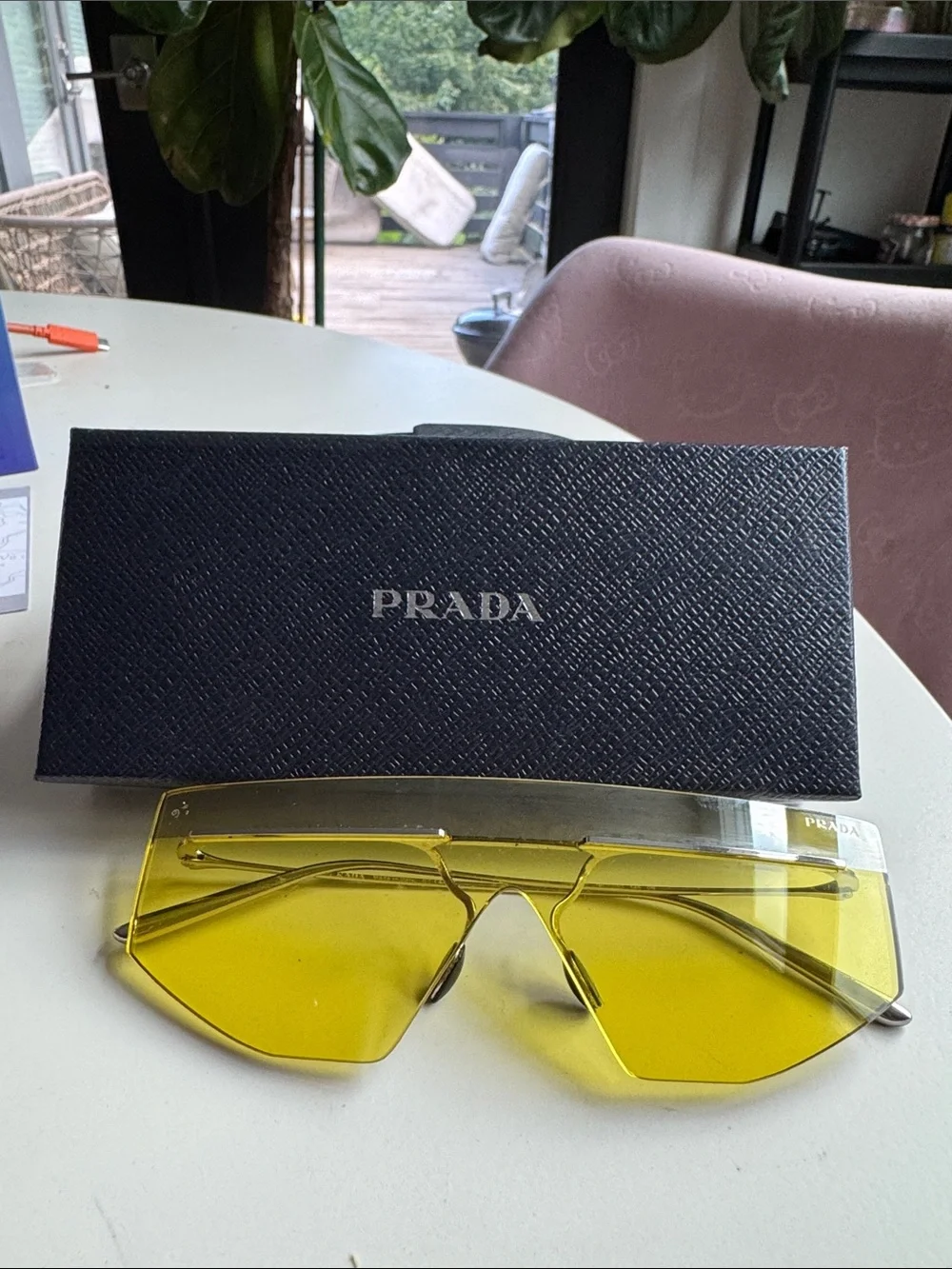 Prada Yellow Shield Visor Sunglasses